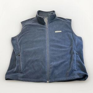 COLUMBIA MENS FLEECE VEST FULL ZIP XL SLEEVELESS BLUE ZIP POCKETS BLUE OUTDOOR